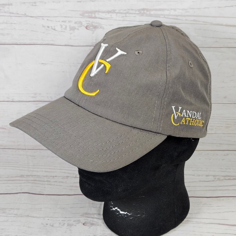 Vandal Catholic NOVUS Baseball Cap Adjustable Grey Yellow Embroidered VC Hat